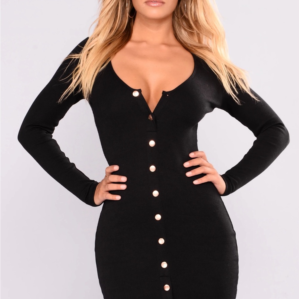 Fashion Nova Snap And Go Midi Dress - Black - Size XL